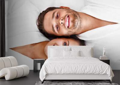 Adult happy couple relaxing in spa salon Wall mural