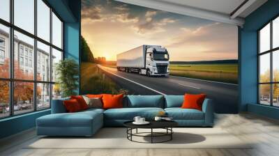 AI generated image of truck on the road Wall mural