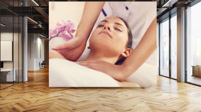 beautiful woman getting massage in spa Wall mural