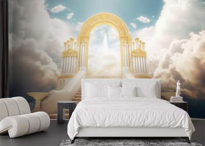 Illustration of stairs and gate of heaven Wall mural