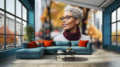 Photo of mature african american woman in the city Wall mural