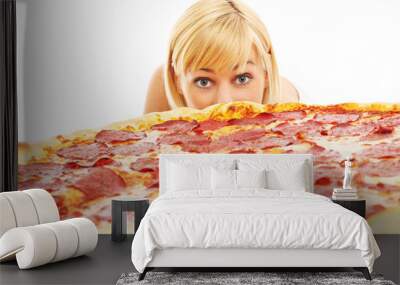 Woman and pizza Wall mural