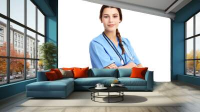 Woman doctor isolated over white background Wall mural