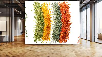 Set of arrangement of different colored lentils in a gradient pattern isolated on a transparent background  Wall mural