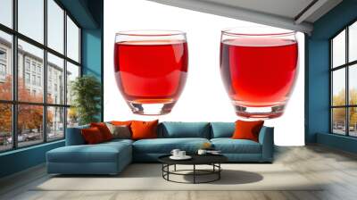 Set of clear glass of dragon juice with a vibrant red hue isolated on a transparent background Wall mural