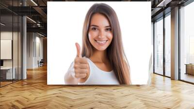 Set of confident woman giving a thumbs up and smiling warmly isolated on a transparent background Wall mural