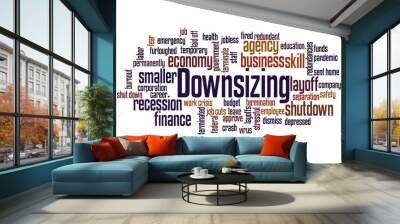 Downsizing word cloud concept Wall mural