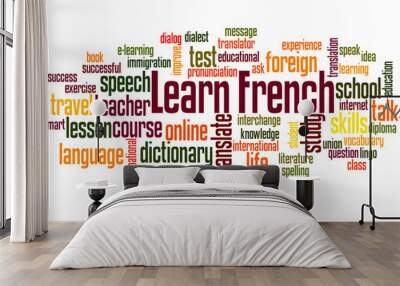 Learn French, word cloud concept 2 Wall mural