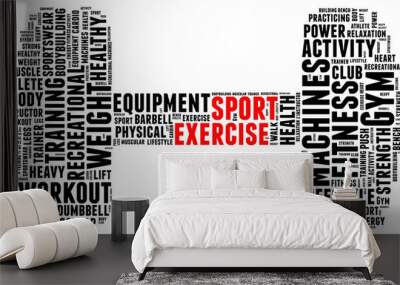 Sport exercise dumbbell shaped word cloud concept Wall mural