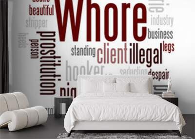 Whore, word cloud concept 7 Wall mural