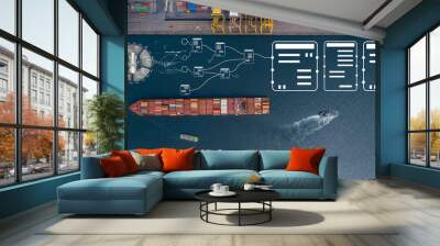 Artificial intelligence technology for futurist automatic global business freight container cargo shipping logistic  transportation, AI technology for business logistic and transportation concept. Wall mural