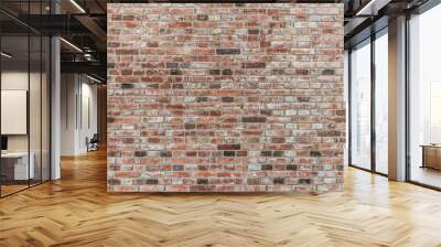 brick wall of red color, old red brick wall texture background. Wall mural