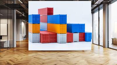 Freight shipping container isolated on white background, Cargo containers global business company industry import export logistics shipping transportation and delivery with copy space. Wall mural