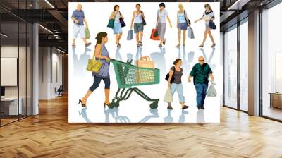 Shopping people Wall mural