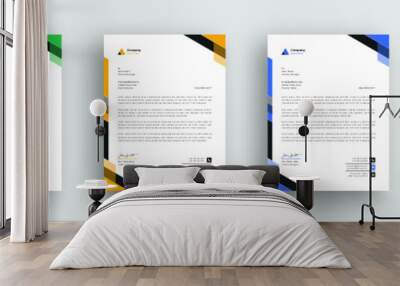 Multipurpose corporate businesses template with a4 size. stationery item modern letterhead. green, blue, red, and yellow with four color variations. Wall mural