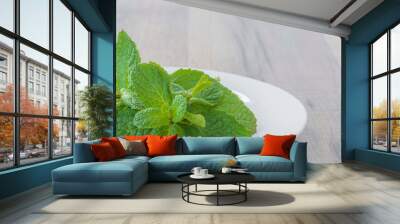 fresh mint leaves in a glass Wall mural