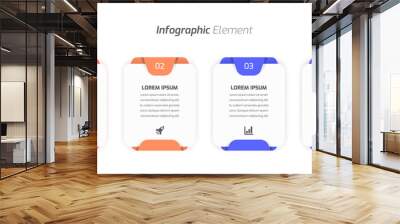 Business Infographic Template Design with Abstract Design, Icon and 4 Numbers for Presentation Wall mural