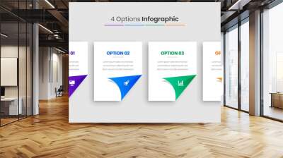 Vector Business Infographic Presentation Template with Abstract Design, Gradient Color, 4 Options and Icons Wall mural