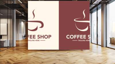 Simple coffee shop logo design. Cafe logo simple design template Wall mural