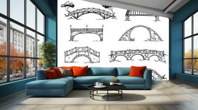 set of various hand drawn bridges, vector sketch Wall mural