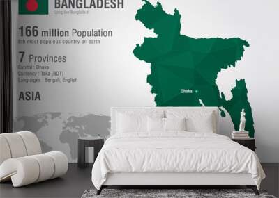 Bangladesh world map woth a pixel diamond texture. Wall mural