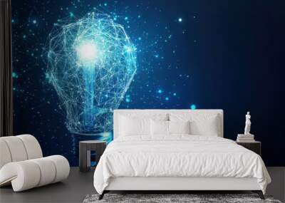 AI-Generated Light Bulb with Blue Background Wall mural