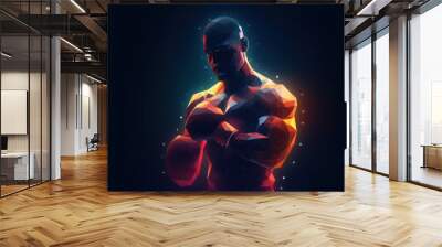 Boxer abstract illustration - generative ai Wall mural