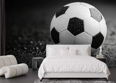 Detailed black and white soccer ball image Wall mural