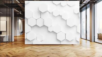 White Hexagon Pattern for Science and Technology Design Wall mural