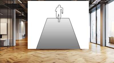 person running up the stairs - one line art vector. concept climb up, career growth, rapid progress Wall mural