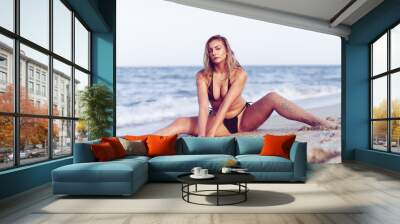 Gorgeous girl in the beach Wall mural