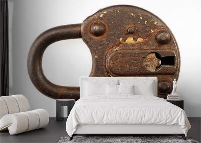 Rusty padlock on a white background. Wall mural