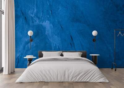 Old wall pattern texture cement blue dark abstract  blue color design are light with black gradient background. Wall mural