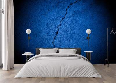 Old wall pattern texture cement blue dark abstract  blue color design are light with black gradient background. Wall mural