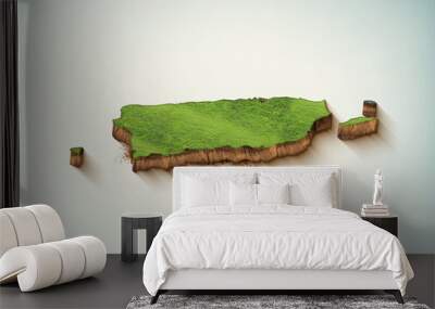 High-quality Puerto Rico 3D soil map, Puerto Rico 3D soil map render. Wall mural