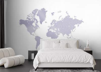 world map with circle lines on transparent background. Wall mural