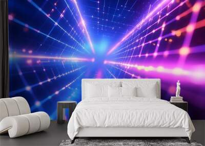 A vibrant, electric blue background with a futuristic, digital grid pattern and a high-energy look Wall mural