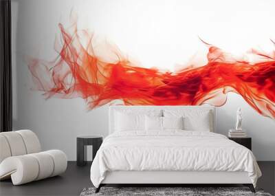 Dynamic red smoke wave flowing elegantly, perfect for creative designs, backgrounds, or artistic projects. Wall mural