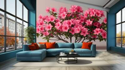 Vibrant pink azalea flowers in full bloom, showcasing their delicate petals and lush greenery, perfect for floral decor. Wall mural