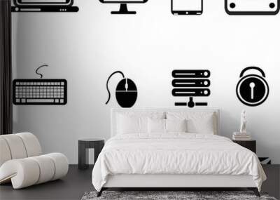 set of computer equipment icons Wall mural