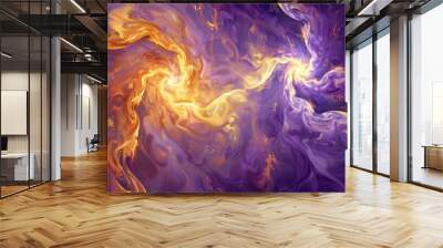 A digital illustration of swirling colors of purple and gold, representing the solemnity and hope of Holy Week  Wall mural