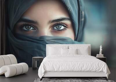 Beautiful muslim women in hijab  Wall mural