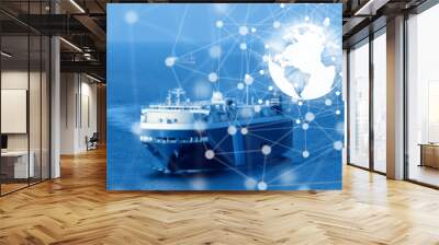 Best global connection of Industrial Container Cargo freight ship for Logistic Import Export background background (Elements of this image furnished by NASA) Wall mural