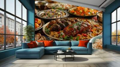 Main Courses food, and the variety of Ramadan foods is vast, reflecting the diverse cultures and traditions within the Muslim world Wall mural