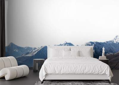 Snowy peak isolated over white background. Wall mural