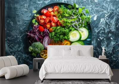 Substitute the salad with a whole-grain bowl topped with various vegetables and legumes Wall mural