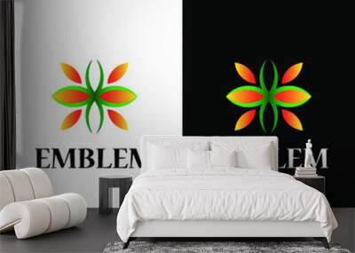 Minimal logo design floral and nature leaf floristic organic logotype vector temlate  Wall mural