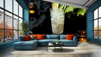 white ice cocktail with pineapple slice Wall mural