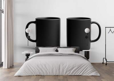 Black mug mockup on grey background Wall mural