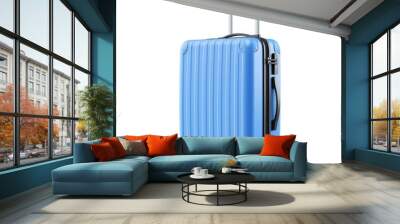 blue travel suitcase isolated on transparent background, png Wall mural